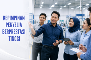 Penyelia Malaysia sedang memimpin dan membimbing pasukan kerja dalam persekitaran tempat kerja moden